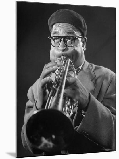 King of Bebop Trumpeters Dizzy Gillespie Playing "Cool" Jazz Tune During Jam Session-Allan Grant-Mounted Premium Photographic Print