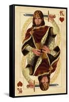 King of Hearts - Playing Card-Lantern Press-Framed Stretched Canvas