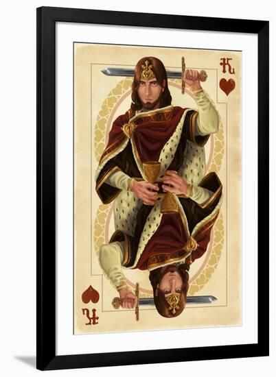 King of Hearts - Playing Card-Lantern Press-Framed Art Print