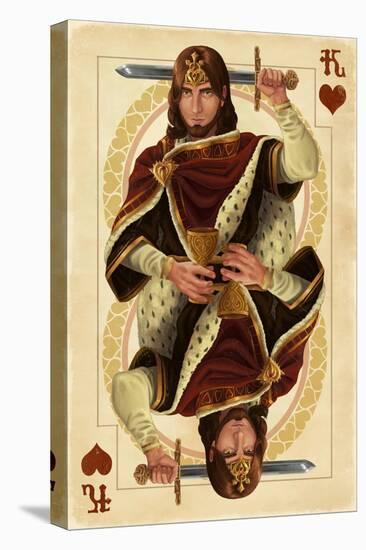 King of Hearts - Playing Card-Lantern Press-Stretched Canvas