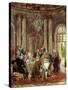 King of Prussia Frederic II the Great at Sans-Souci Castle, with Voltaire-Adolf Menzel-Stretched Canvas