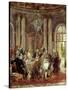 King of Prussia Frederic II the Great at Sans-Souci Castle, with Voltaire-Adolf Menzel-Stretched Canvas