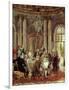 King of Prussia Frederic II the Great at Sans-Souci Castle, with Voltaire-Adolf Menzel-Framed Art Print