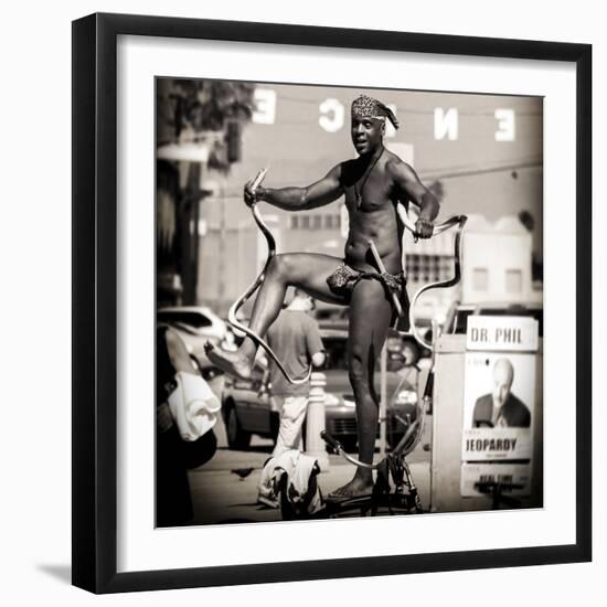 King of Snakes in Venice Beach-Giuseppe Torre-Framed Photographic Print