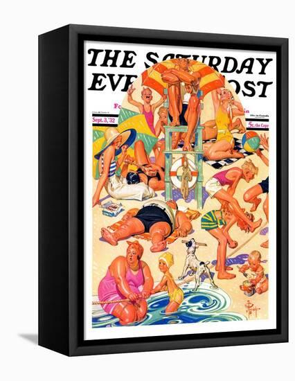 "King of the Beach," Saturday Evening Post Cover, September 3, 1932-Joseph Christian Leyendecker-Framed Stretched Canvas