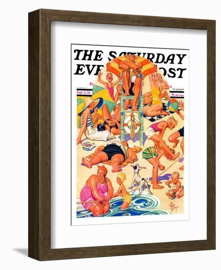 "King of the Beach," Saturday Evening Post Cover, September 3, 1932-Joseph Christian Leyendecker-Framed Giclee Print