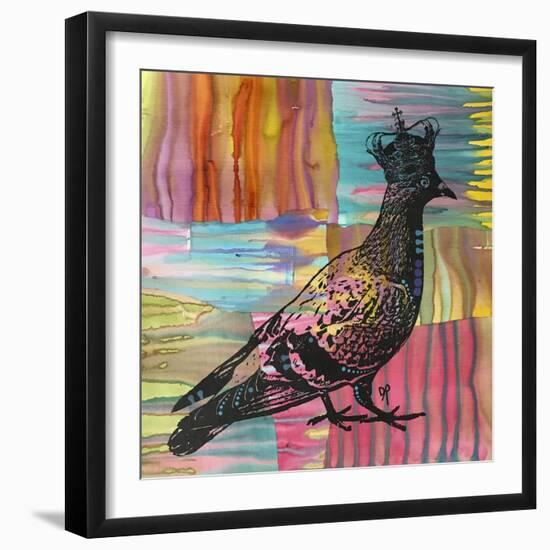 King Of The Free World, Birds, Pets, Pigeon, Crown, Pop Art, Watercolor, Stencils, Drips, Strut-Russo Dean-Framed Giclee Print