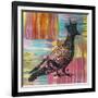 King Of The Free World, Birds, Pets, Pigeon, Crown, Pop Art, Watercolor, Stencils, Drips, Strut-Russo Dean-Framed Giclee Print