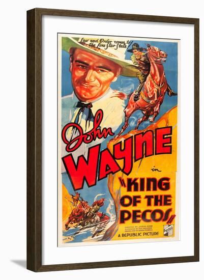 KING OF THE PECOS, John Wayne on poster art, 1936.-null-Framed Art Print