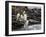 King penguin group on rocks, jumping into South Atlantic. St Andrews Bay, South Georgia-Tony Heald-Framed Photographic Print