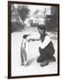 King Penguin, with Keeper Harry Munro, 1914-Frederick William Bond-Framed Photographic Print