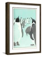 King Penguines Looking Up-null-Framed Art Print