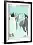 King Penguines Looking Up-null-Framed Art Print