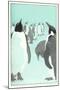 King Penguines Looking Up-null-Mounted Art Print