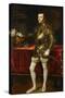 King Philip II of Spain (1527-1598), the King in Armor; Morion and Gloves on a Table-Titian (Tiziano Vecelli)-Stretched Canvas