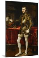 King Philip II of Spain (1527-1598), the King in Armor; Morion and Gloves on a Table-Titian (Tiziano Vecelli)-Mounted Giclee Print