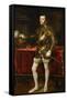 King Philip II of Spain (1527-1598), the King in Armor; Morion and Gloves on a Table-Titian (Tiziano Vecelli)-Framed Stretched Canvas