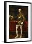 King Philip II of Spain (1527-1598), the King in Armor; Morion and Gloves on a Table-Titian (Tiziano Vecelli)-Framed Giclee Print