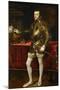 King Philip II of Spain (1527-1598), the King in Armor; Morion and Gloves on a Table-Titian (Tiziano Vecelli)-Mounted Giclee Print