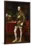 King Philip II of Spain (1527-1598), the King in Armor; Morion and Gloves on a Table-Titian (Tiziano Vecelli)-Framed Premium Giclee Print