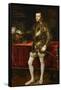 King Philip II of Spain (1527-1598), the King in Armor; Morion and Gloves on a Table-Titian (Tiziano Vecelli)-Framed Stretched Canvas