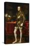 King Philip II of Spain (1527-1598), the King in Armor; Morion and Gloves on a Table-Titian (Tiziano Vecelli)-Stretched Canvas