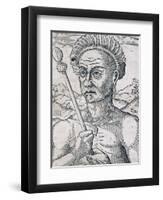 King Quoniambec, Brazil, Engraving from Universal Cosmology-Andre Thevet-Framed Giclee Print