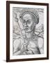 King Quoniambec, Brazil, Engraving from Universal Cosmology-Andre Thevet-Framed Giclee Print