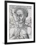 King Quoniambec, Brazil, Engraving from Universal Cosmology-Andre Thevet-Framed Giclee Print