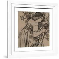 King Rene's Honeymoon - Gardening - Design for a painted Panel for the Cabinet-Dante Gabriel Rossetti-Framed Premium Giclee Print
