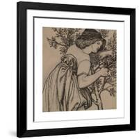 King Rene's Honeymoon - Gardening - Design for a painted Panel for the Cabinet-Dante Gabriel Rossetti-Framed Premium Giclee Print