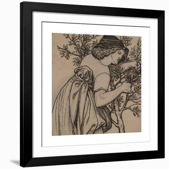 King Rene's Honeymoon - Gardening - Design for a painted Panel for the Cabinet-Dante Gabriel Rossetti-Framed Premium Giclee Print