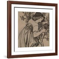 King Rene's Honeymoon - Gardening - Design for a painted Panel for the Cabinet-Dante Gabriel Rossetti-Framed Premium Giclee Print