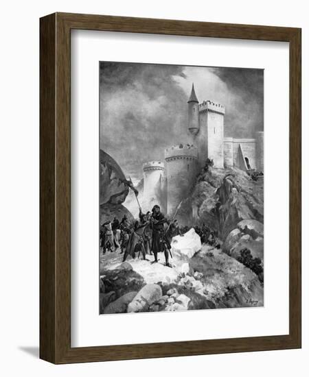 King Richard I (1157-119) Receiving His Death Wound before the Castle of Chaluz, 19th Century-Henri-Louis Dupray-Framed Giclee Print