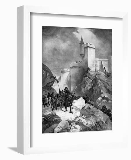 King Richard I (1157-119) Receiving His Death Wound before the Castle of Chaluz, 19th Century-Henri-Louis Dupray-Framed Giclee Print