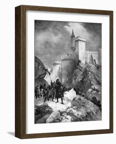King Richard I (1157-119) Receiving His Death Wound before the Castle of Chaluz, 19th Century-Henri-Louis Dupray-Framed Giclee Print