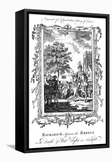 King Richard II Appeases the Rebels on the Death of Wat Tyler, Smithfield, 19th Century-Charles Grignion-Framed Stretched Canvas