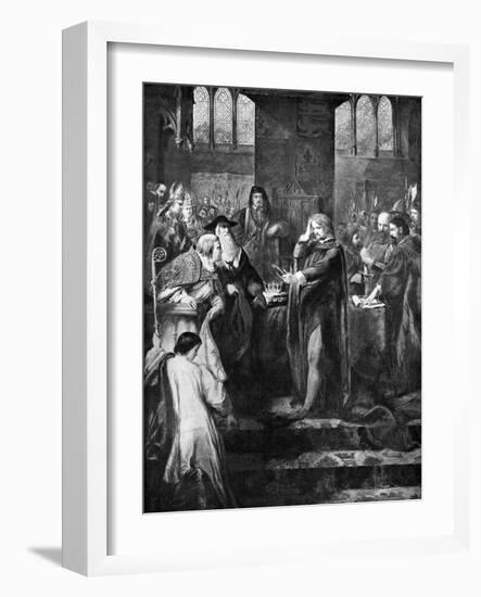 King Richard II Resigning the Crown to His Cousin Bolingbroke, 1399-John Gilbert-Framed Giclee Print