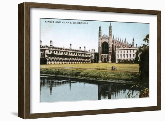 King's and Clare Colleges, Cambridge, Cambridgeshire, Early 20th Century-E Dennis-Framed Giclee Print