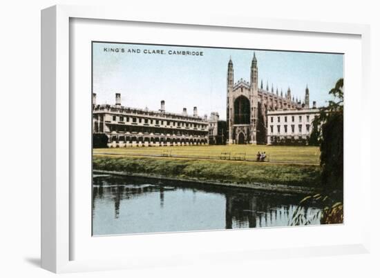 King's and Clare Colleges, Cambridge, Cambridgeshire, Early 20th Century-E Dennis-Framed Giclee Print