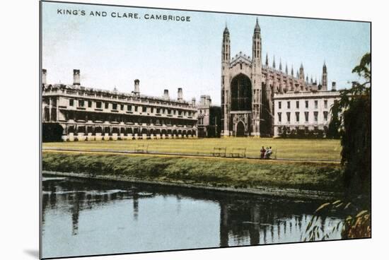 King's and Clare Colleges, Cambridge, Cambridgeshire, Early 20th Century-E Dennis-Mounted Giclee Print