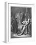 King Solomon Has to Decide Which of Two Women Claiming a Baby is the Rightful Mother-Gustave Dor?-Framed Photographic Print