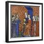 King Solomon Receiving the Queen of Sheba, 1400-1415-null-Framed Premium Giclee Print