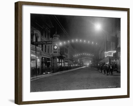 King Street, Charleston, South Carolina at Night-null-Framed Photographic Print