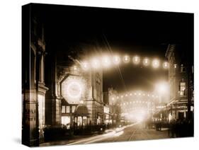 King Street Lights at Night, Charleston, S.C.-null-Stretched Canvas