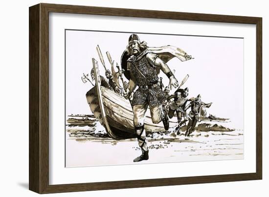 King Vortigern Brought Two Barbarian Chiefs - Hengest and Horsa - to Britain (Gouache on Paper)-Peter Jackson-Framed Giclee Print