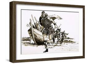 King Vortigern Brought Two Barbarian Chiefs - Hengest and Horsa - to Britain (Gouache on Paper)-Peter Jackson-Framed Giclee Print
