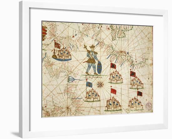 Kingdom of France, from Portolan Atlas Consisting of Six Charts-Placido Caloiro and Francesco Oliva-Framed Giclee Print