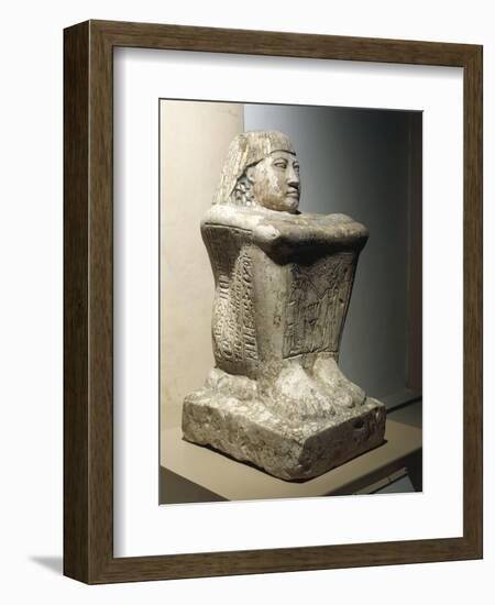 Kingdom of Meneptah, Cube Shaped Statue of Ahantinefer, Limestone from Herakleopolis-null-Framed Giclee Print