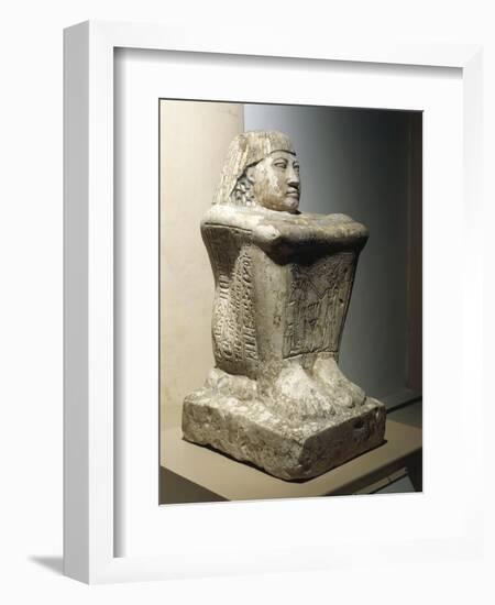 Kingdom of Meneptah, Cube Shaped Statue of Ahantinefer, Limestone from Herakleopolis-null-Framed Giclee Print